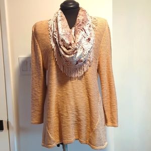 Style and company knit sweater with detachable scarf. Light pink to beige color
